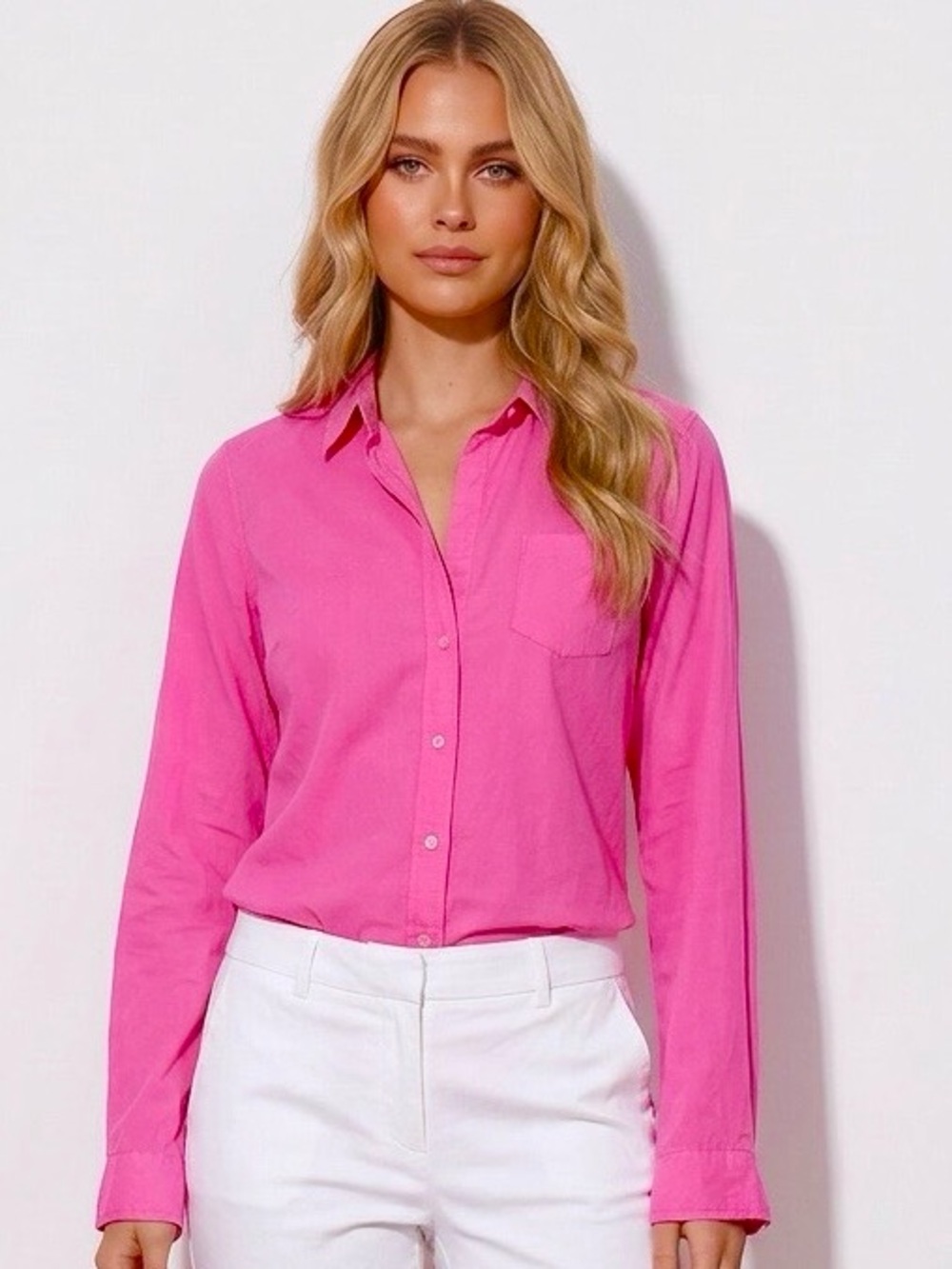Lilly Pulitzer Shirt Cotton Small Anna Maria Pink Palm Beach Button Up Preppy - Picture 10 of 10